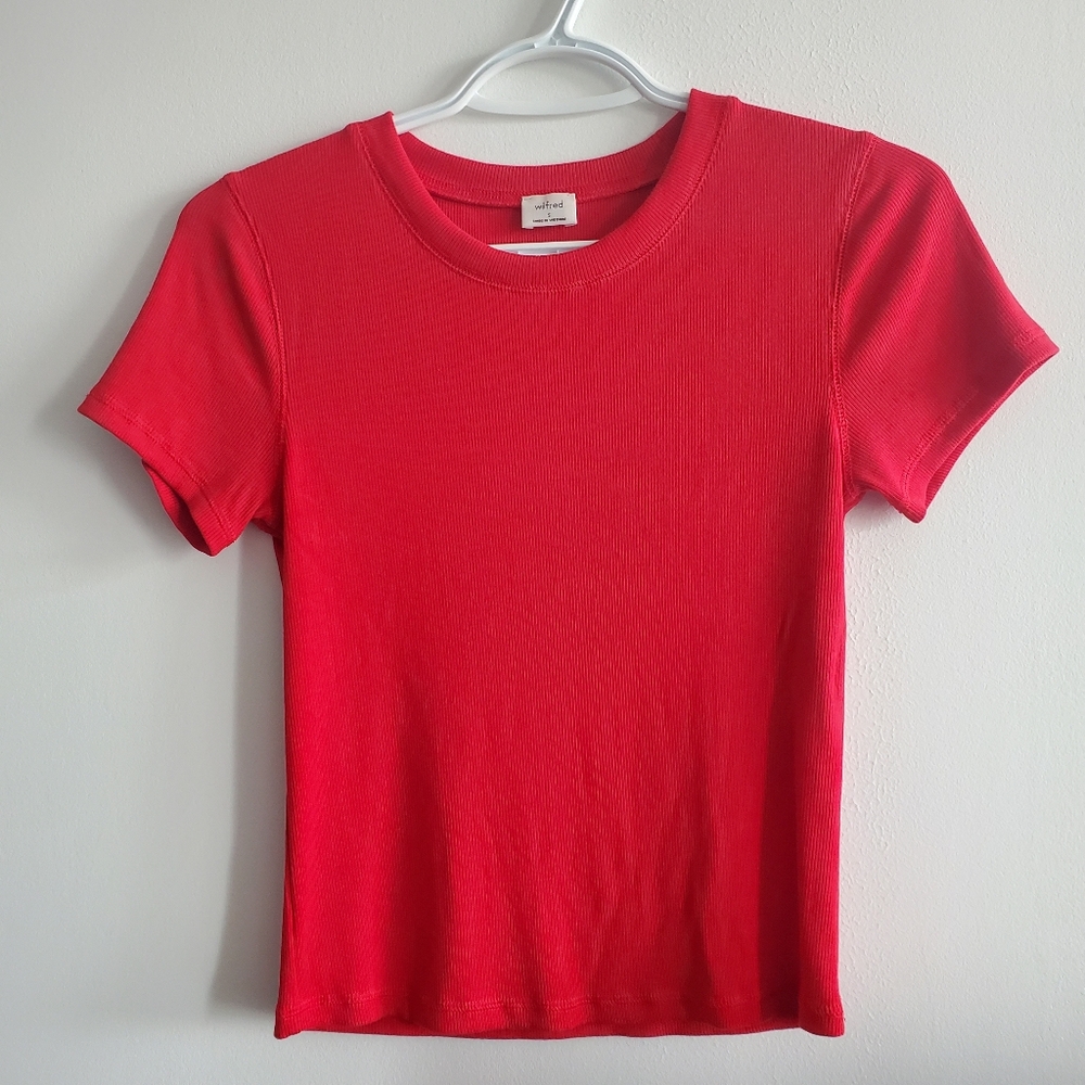 Wilfred Free Ribbed Short Sleeved Cropped T shirt - S